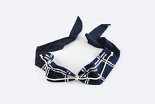 画像をギャラリービューアに読み込む, POTTENBURN TOHKII|ヘアバンド NAVY格子柄刺繍