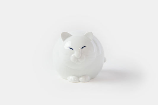 アトリエやま｜ねこ 白釉・つや有り